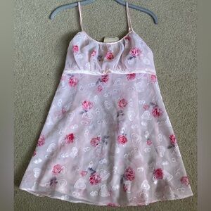New light pink floral and hearts nightie lingerie Valentine’s Day underwear